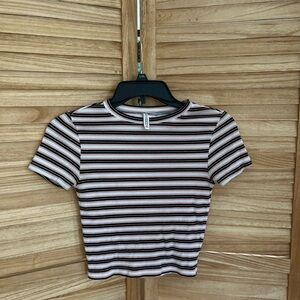 Striped Shirt - Black, White, Pink